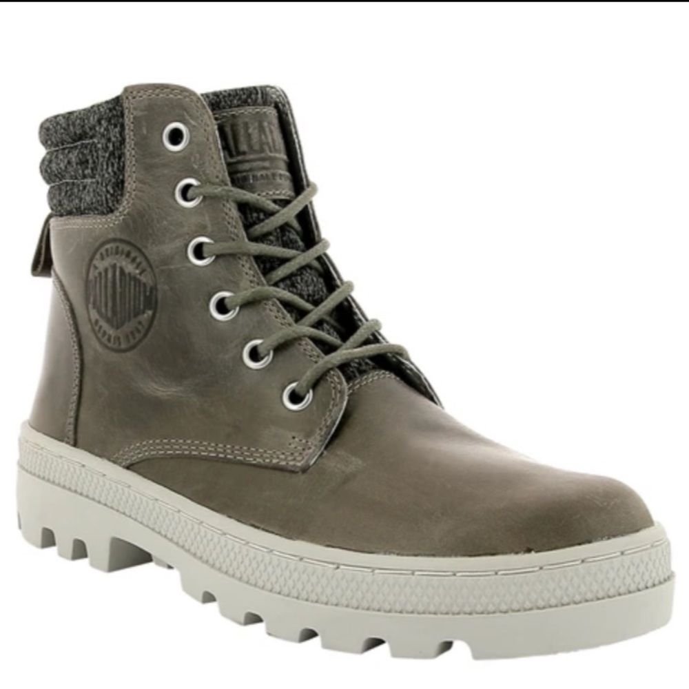 NIB Palladium Pallabosse Hi Cuff Leather Boots Women's Lace-Up Shoes - Picture 2 of 8